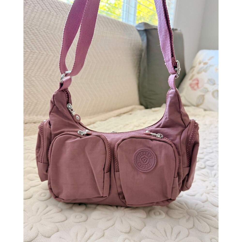Lightweight Water-Resistant Nylon Armpit Crossbody Moto Bag | Multi-Pocket Shoul